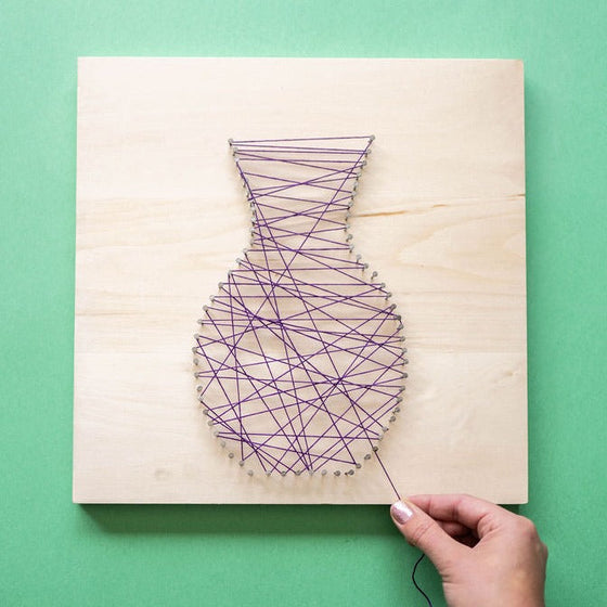 Floral String Art + Canvas Embroidery Kit