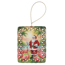  Santa Claus with Flamingos Christmas Porcelain Ornament