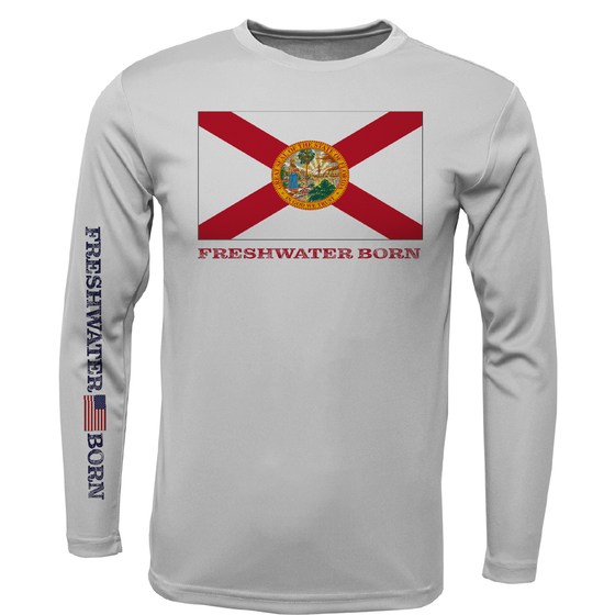 Florida Flag Freshwater Born Men's Long Sleeve UPF 50+ Dry-Fit Shirt