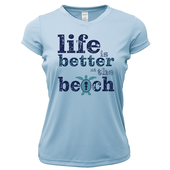 St. Pete Beach, FL "Life is Better At The Beach" Turtle Women's Short Sleeve UPF 50+ Dry-Fit Shirt