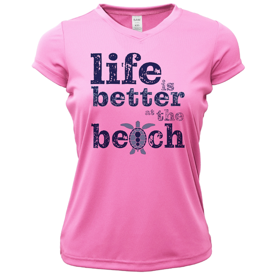 St. Pete Beach, FL "Life is Better At The Beach" Turtle Women's Short Sleeve UPF 50+ Dry-Fit Shirt